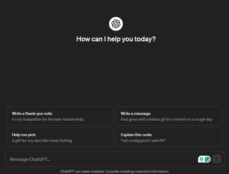 ChatGPT popularizes the chat interface used by most AI LLM models.
https://chat.openai.com